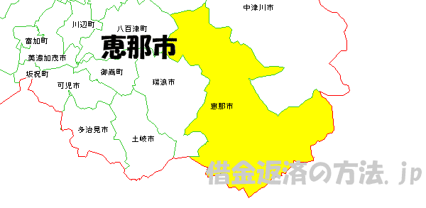 恵那市の地図