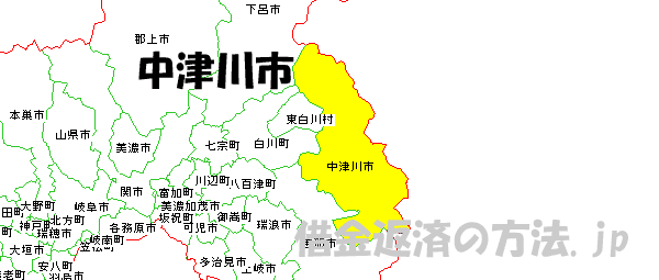 中津川市の地図