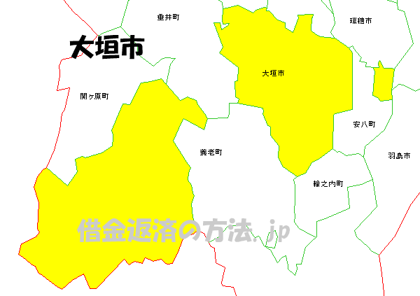 大垣市の地図