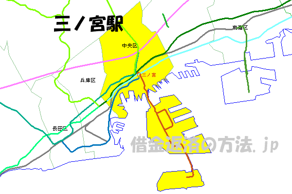 三ノ宮駅の地図