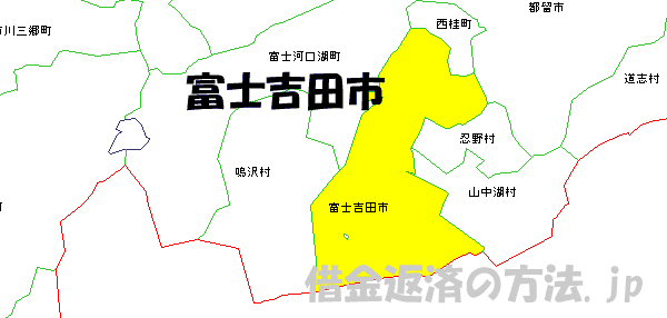 富士吉田市の地図