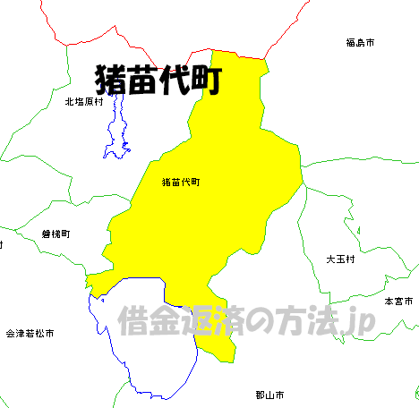 猪苗代町の地図