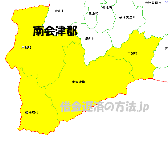 南会津郡の地図