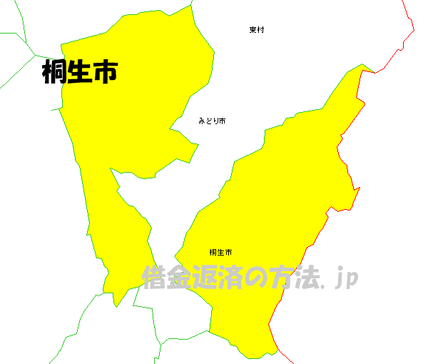桐生市の地図