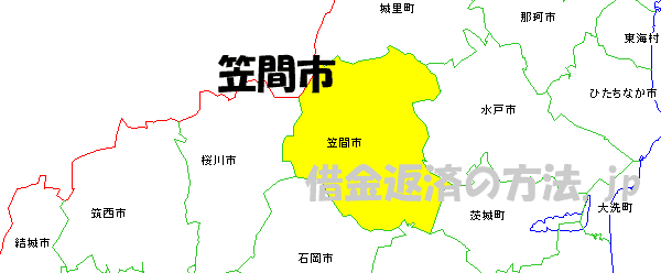 笠間市の地図