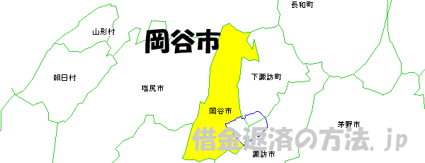 岡谷市の地図
