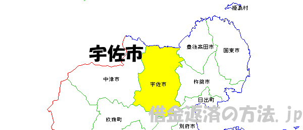 宇佐市の地図