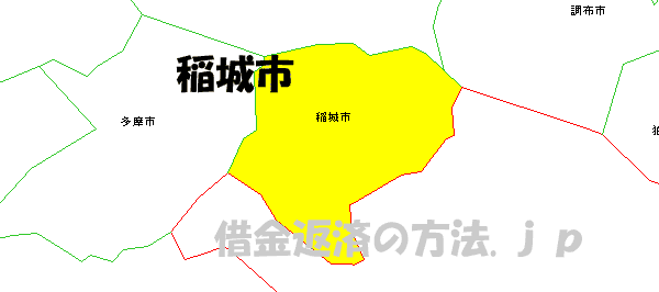 稲城市の地図