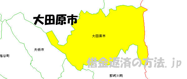 大田原市の地図