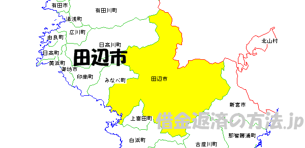 田辺市の地図