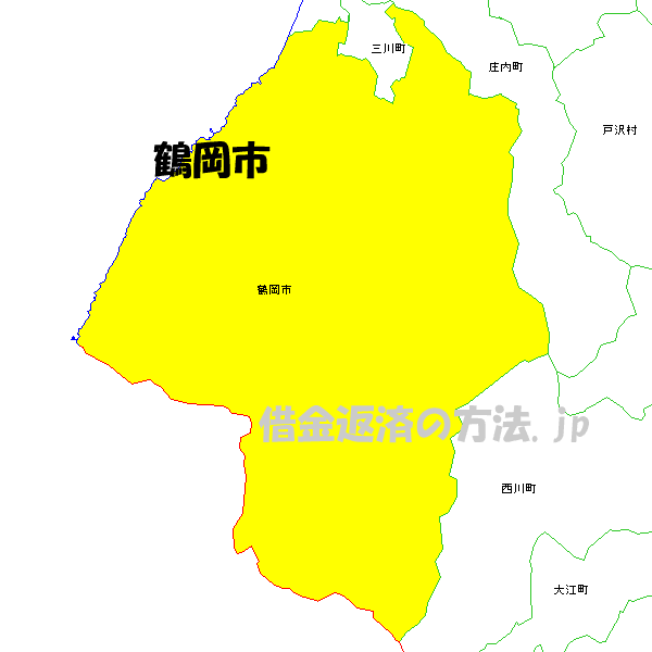 鶴岡市の地図