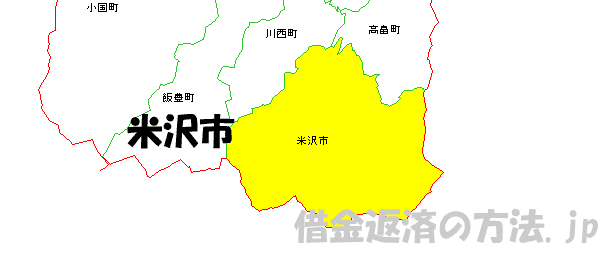 米沢市の地図